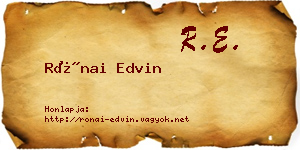 Rónai Edvin névjegykártya